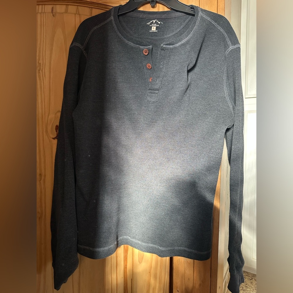 Men's Charcoal Henley Sweater